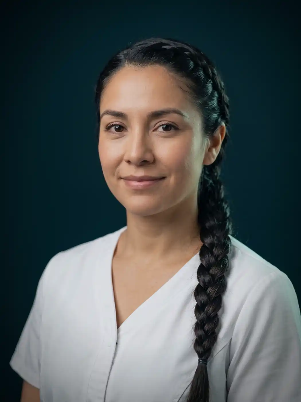 Retrato de muestra de Km. Andrea Soto, persona ficticia de esta demostración